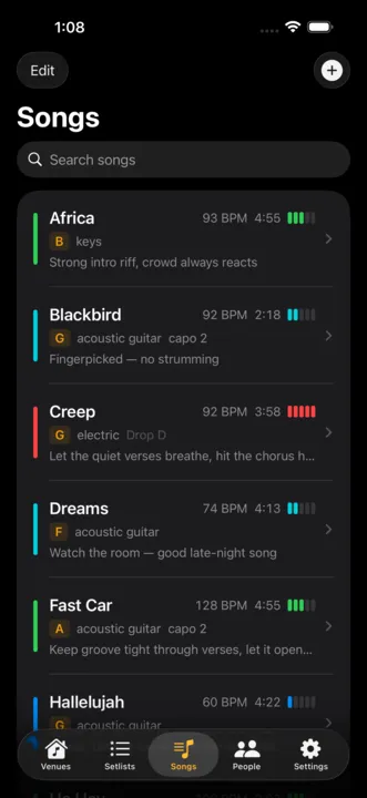 SoloAct song library